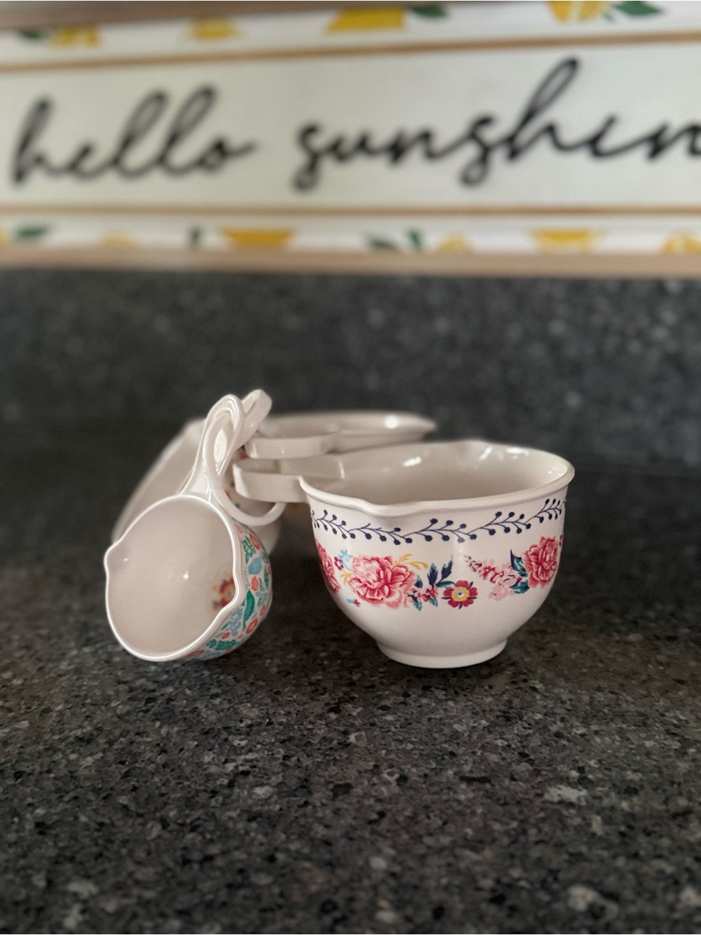 Floral Ceramic Measuring Cups